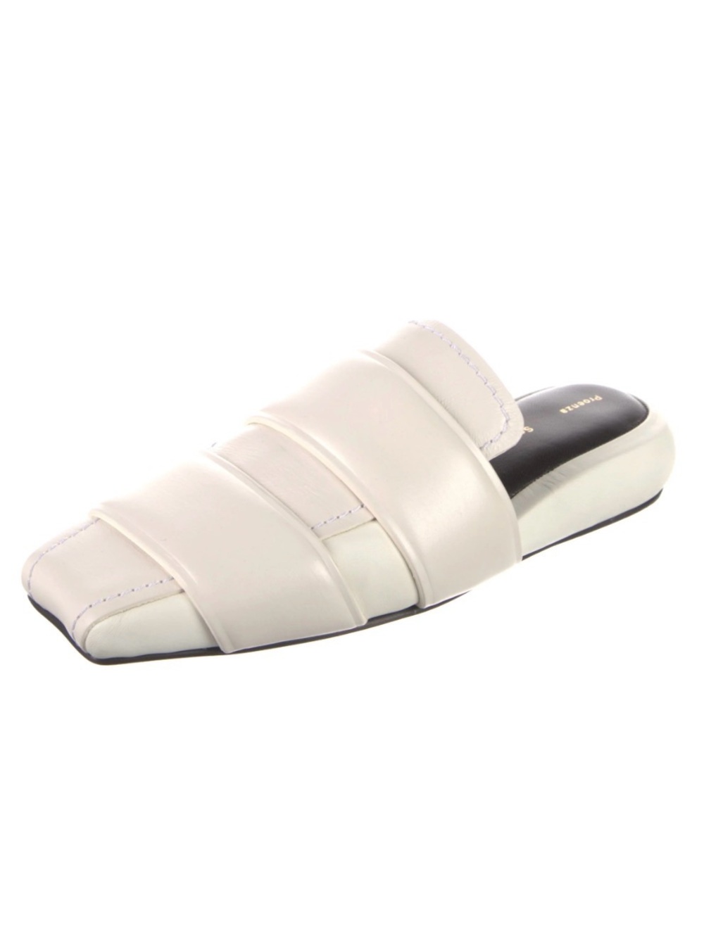 Proenza Schouler Quad Layered Leather Loafer Mules Cream Made in Italy Size 38.5